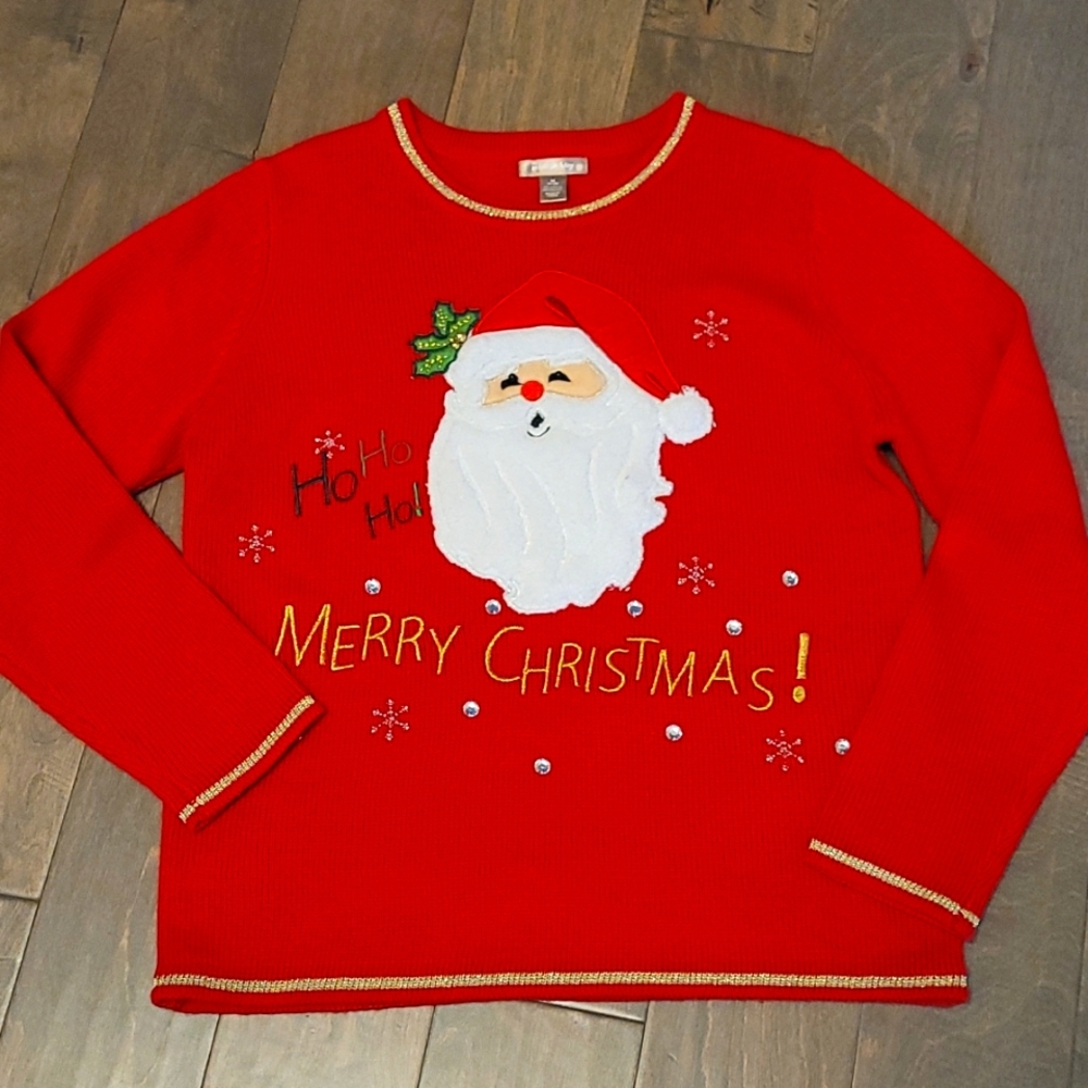 Womens Size Medium 7/9 Christmas Sweater, Ugly Christmas Sweater, Santa Sweater